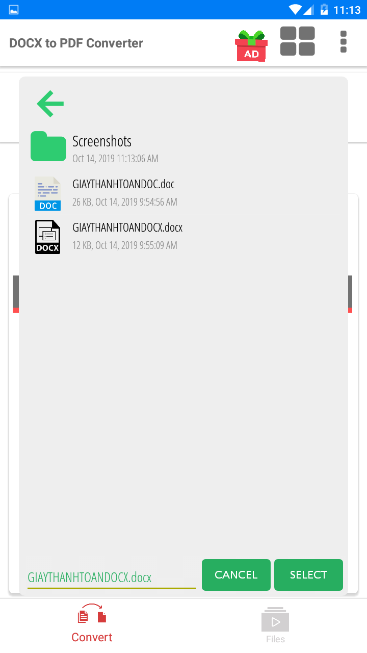 اسکرین شات 2 برنامه DOCX to PDF Converter