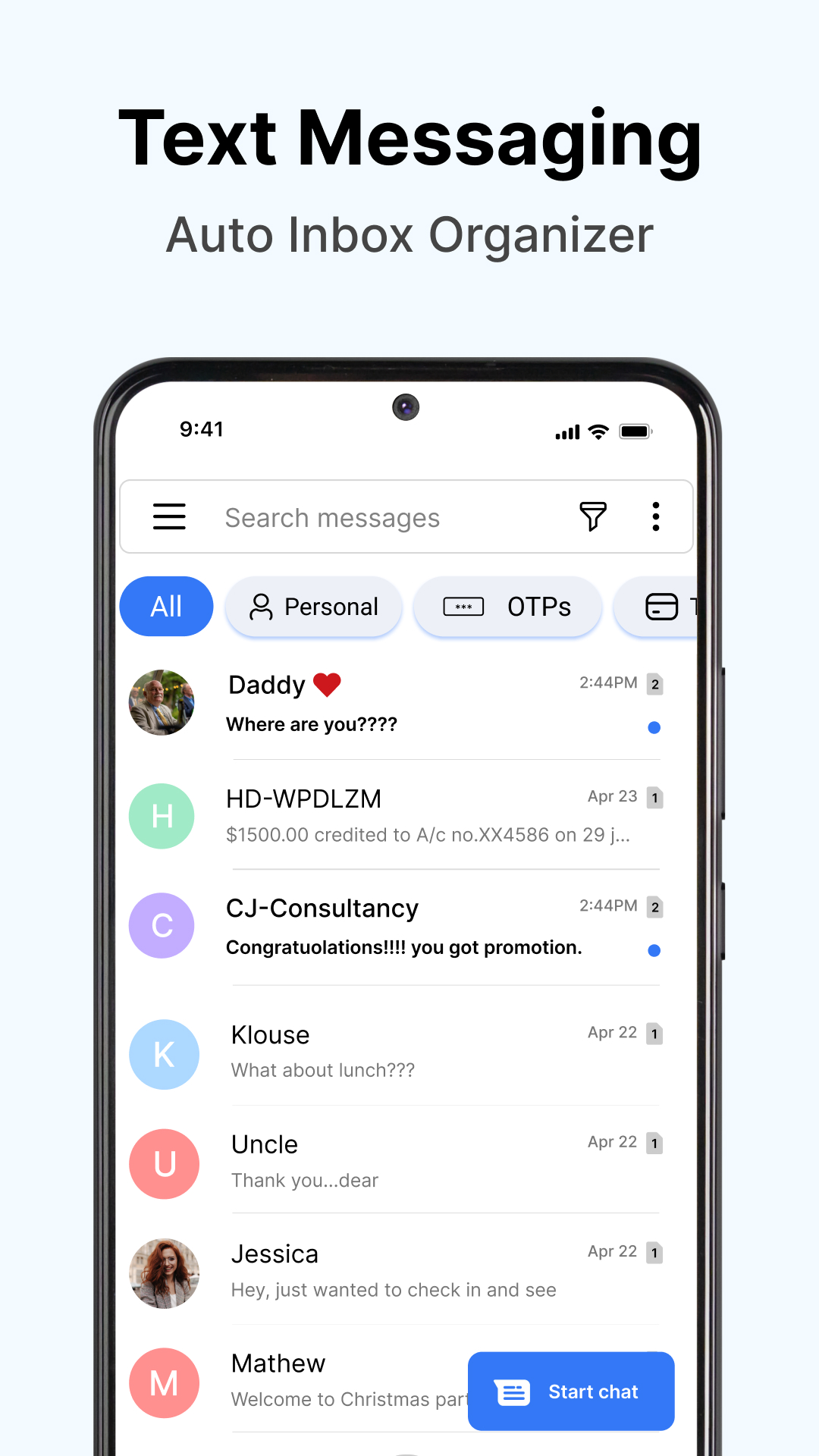 اسکرین شات 2 برنامه Messages - SMS Texting App
