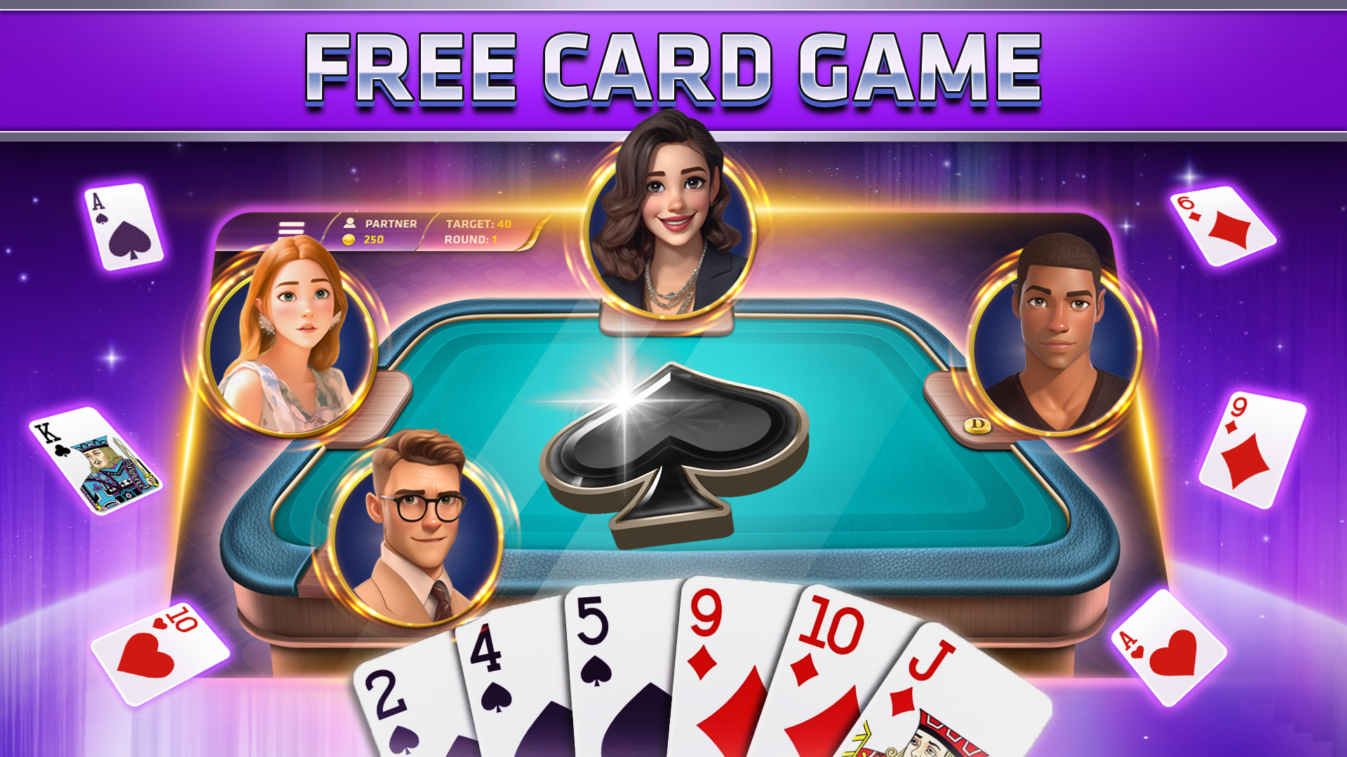 اسکرین شات 1 بازی Spades: Classic Card Game