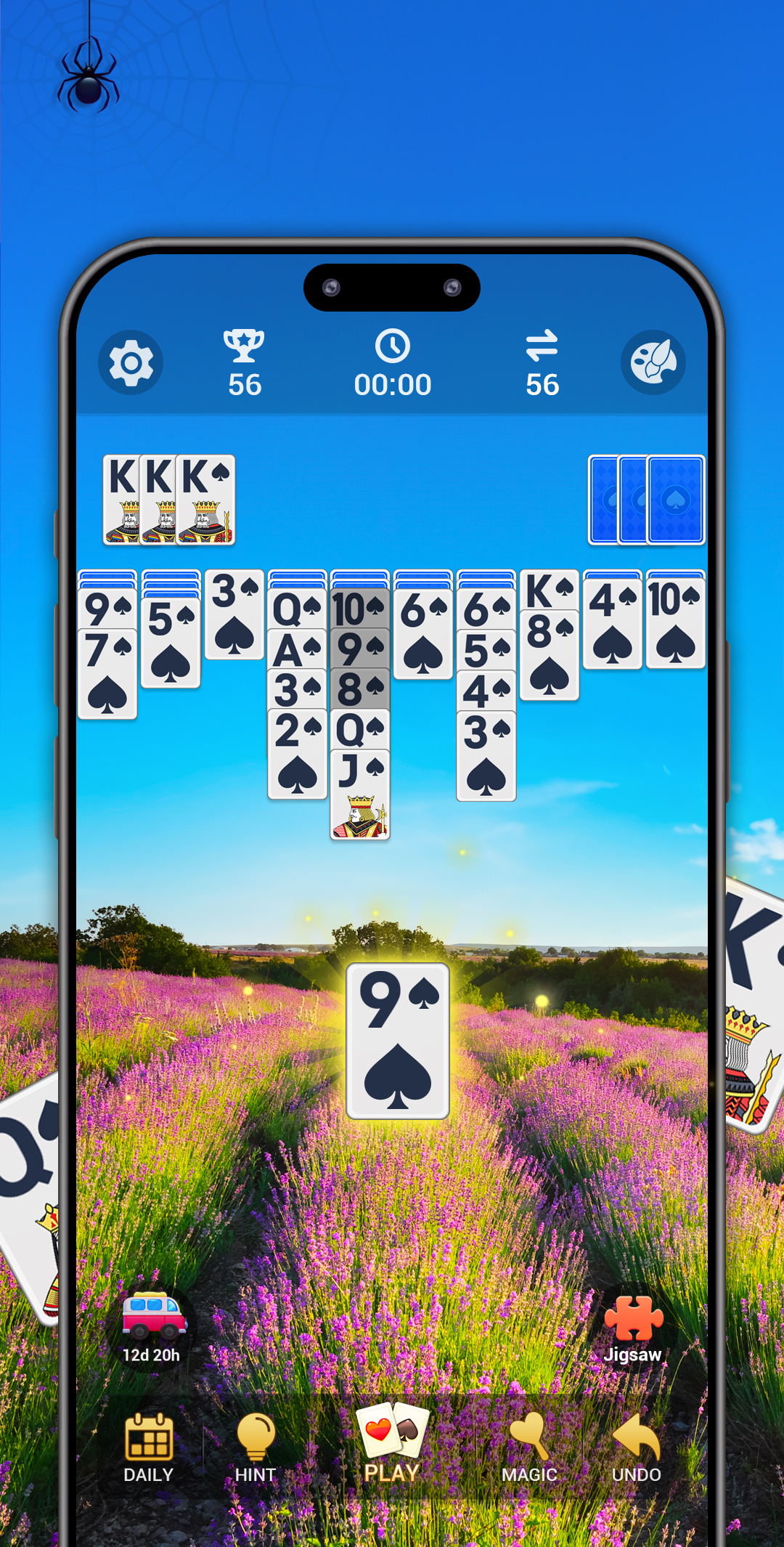 اسکرین شات 3 بازی Spider Solitaire, Large Cards