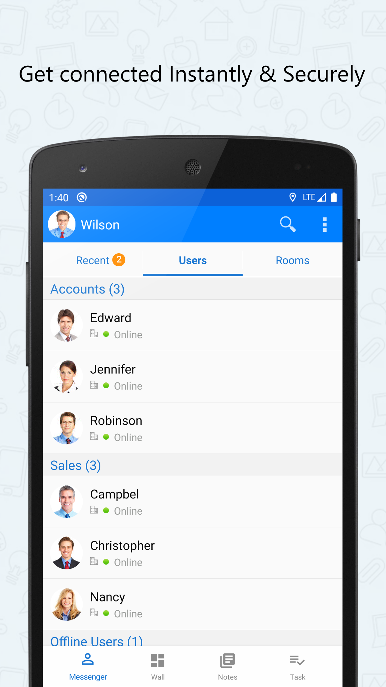 اسکرین شات 1 برنامه Output Messenger
