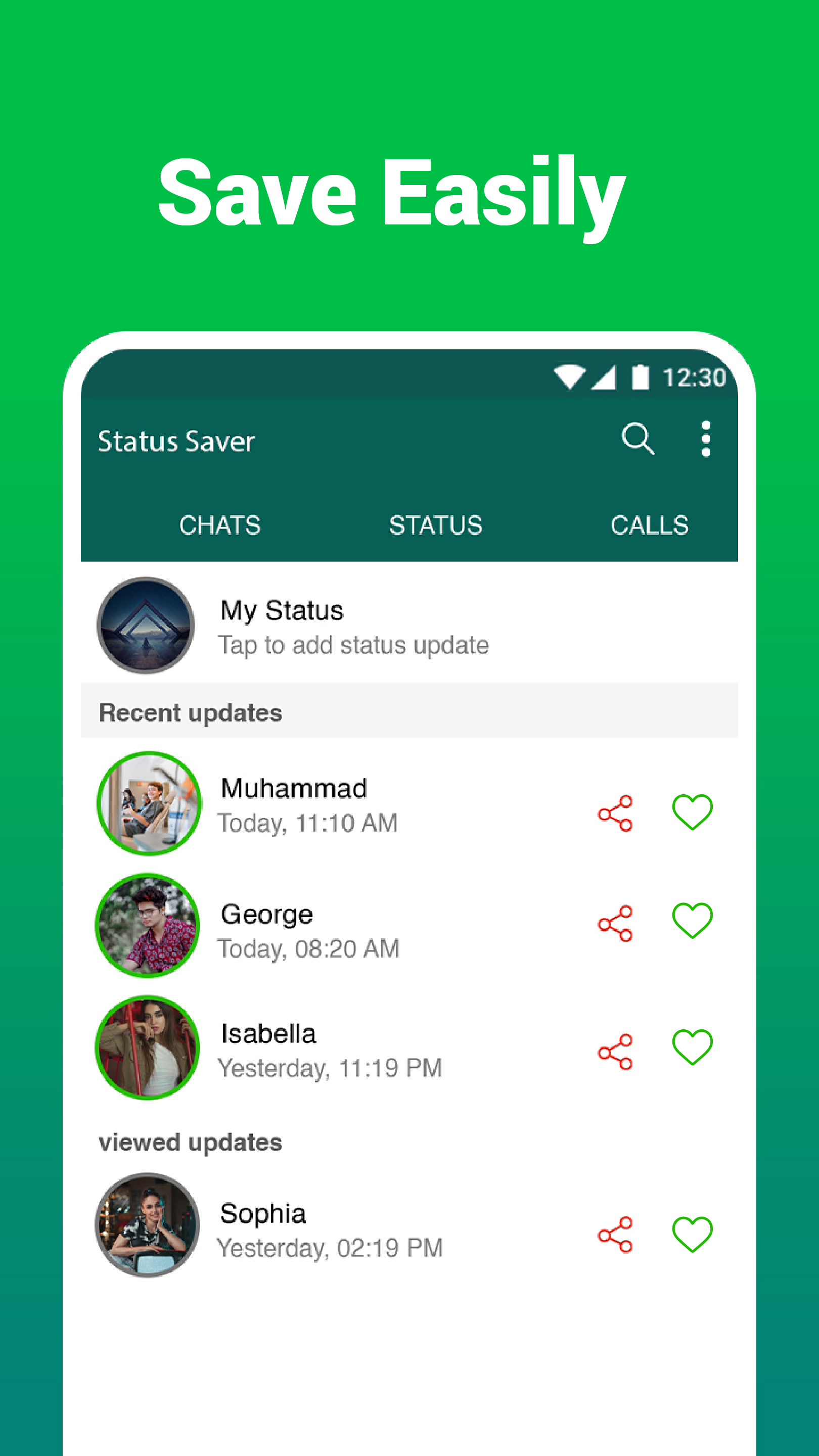 اسکرین شات 1 برنامه Status Saver - WA Downloader