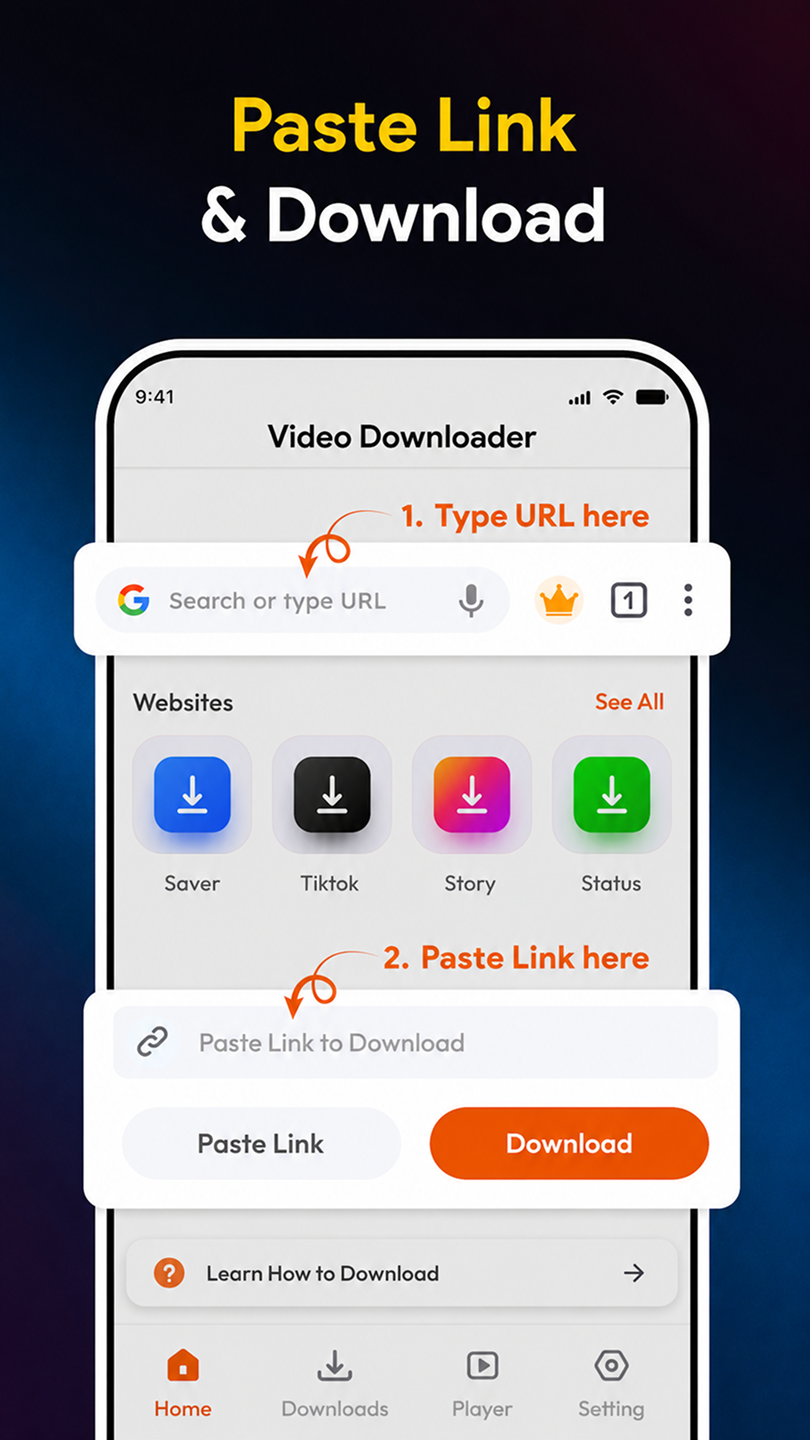 اسکرین شات 1 برنامه Video Downloader: Video Saver