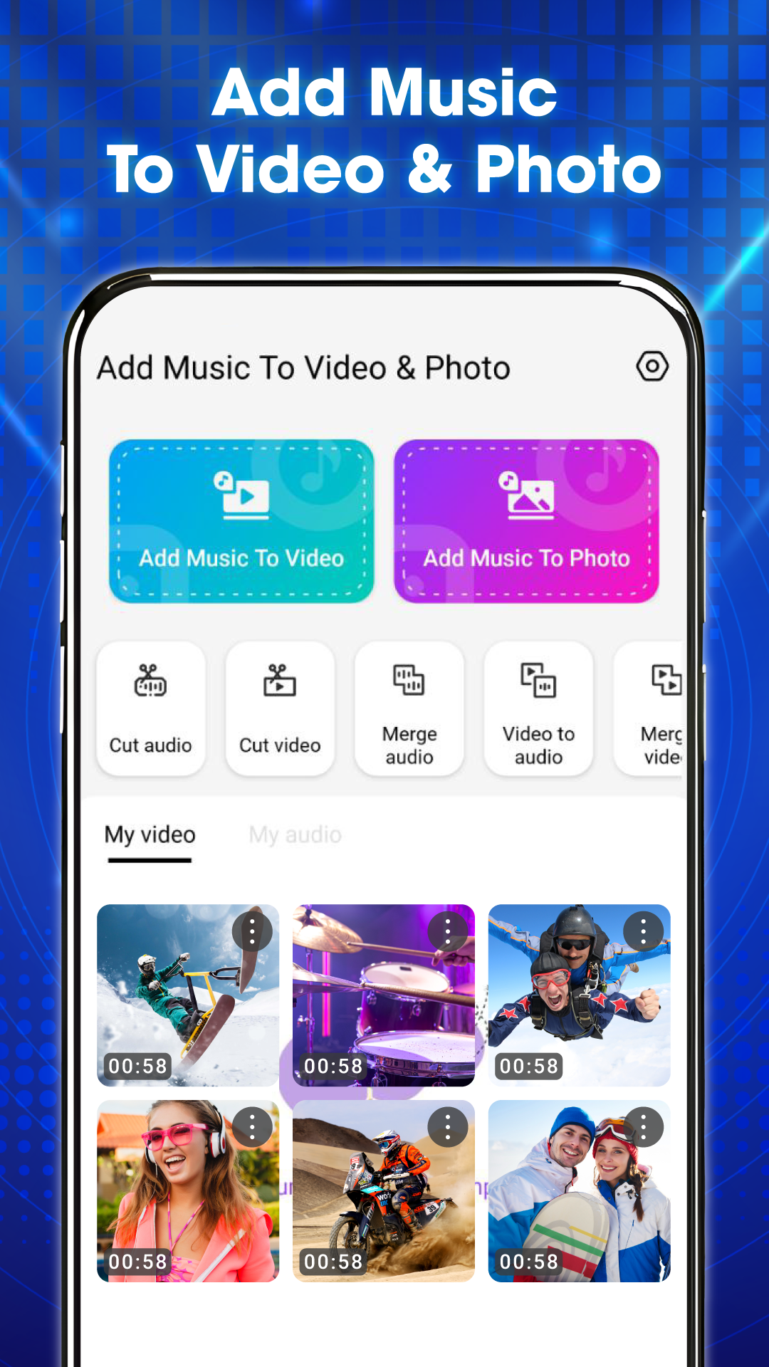 اسکرین شات 1 برنامه Add Music To Video & Photo