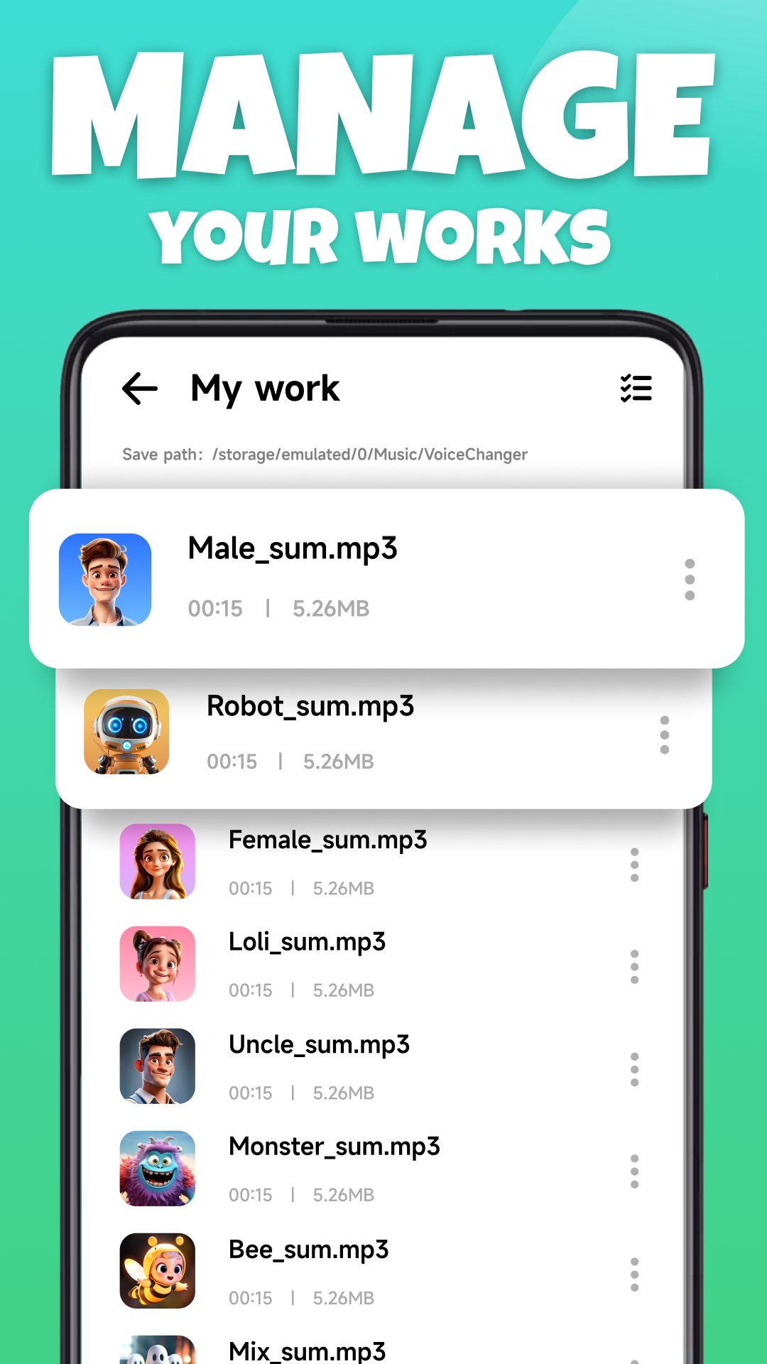 اسکرین شات 6 برنامه Voice Changer - Voice Effects