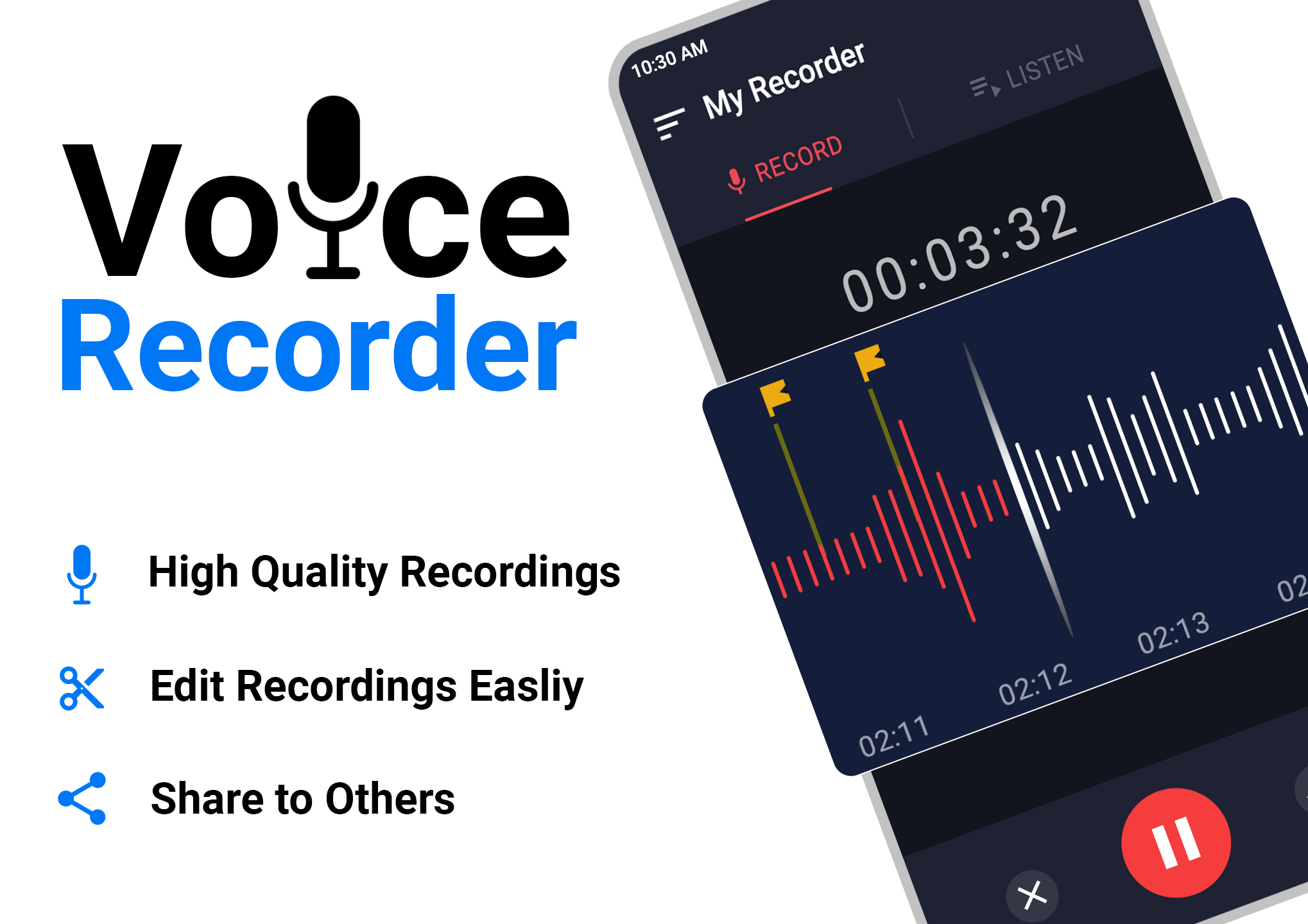 اسکرین شات 1 برنامه Voice Recorder - Voice Memos