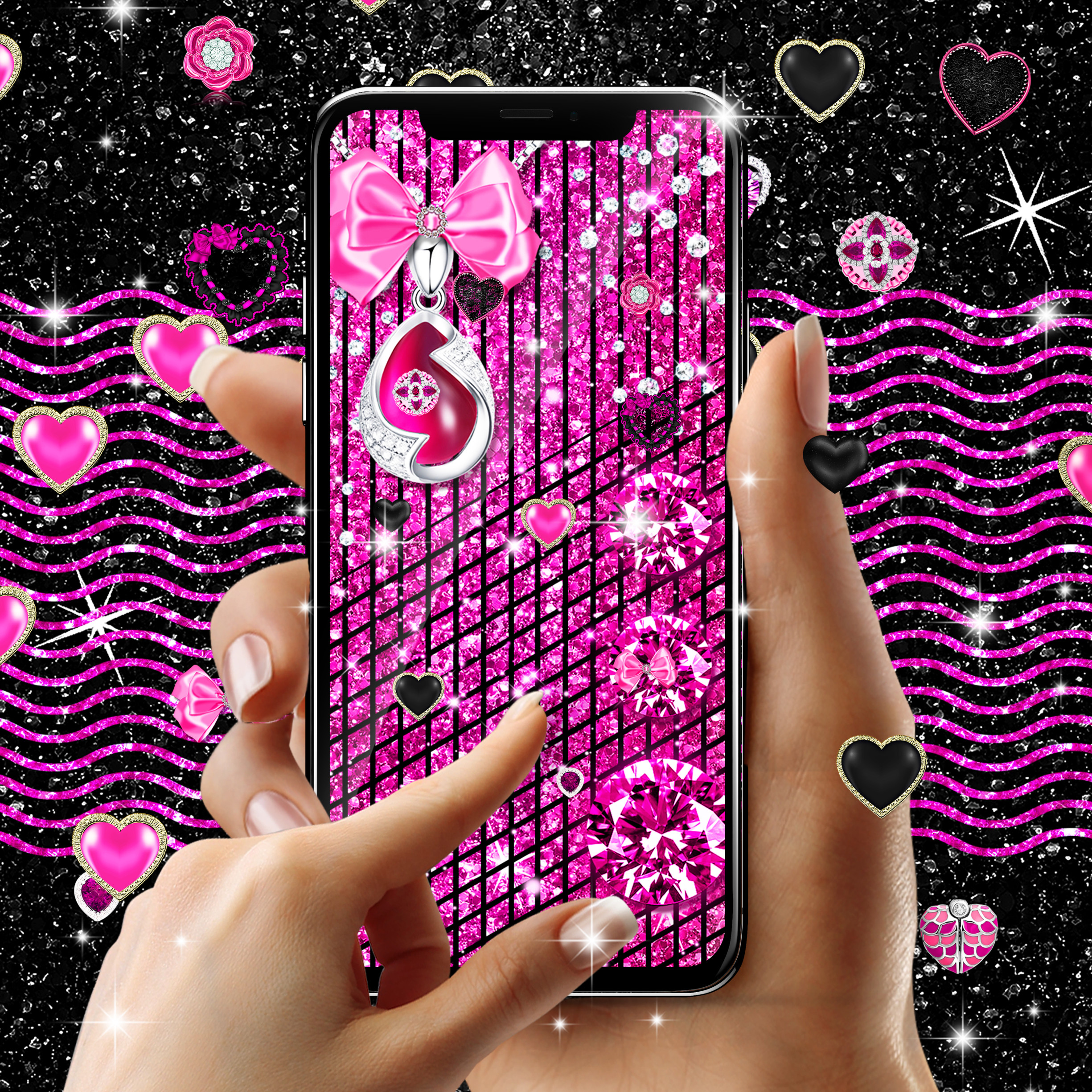 اسکرین شات 7 برنامه Black pink glitter wallpapers