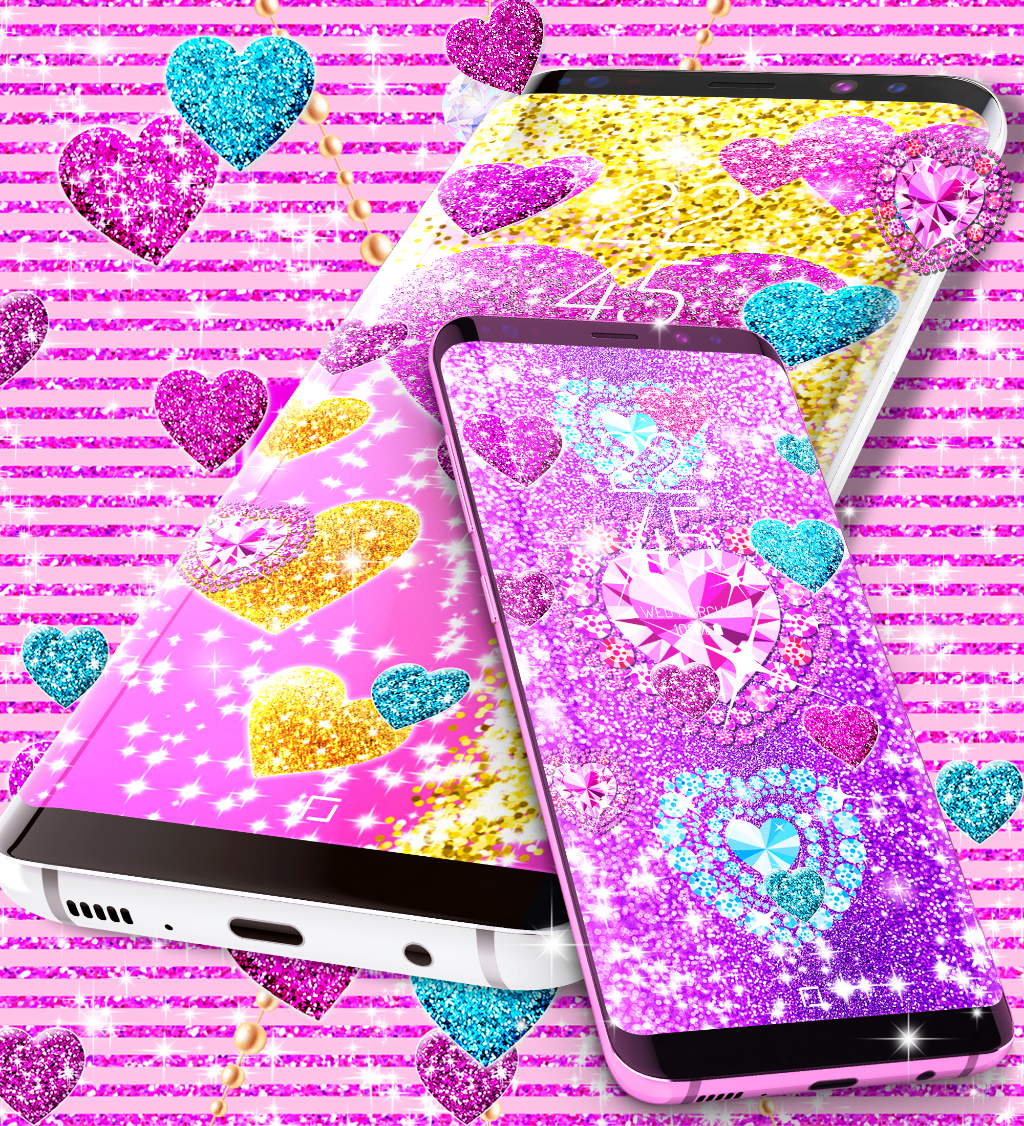 اسکرین شات 6 برنامه Glitter hearts live wallpaper