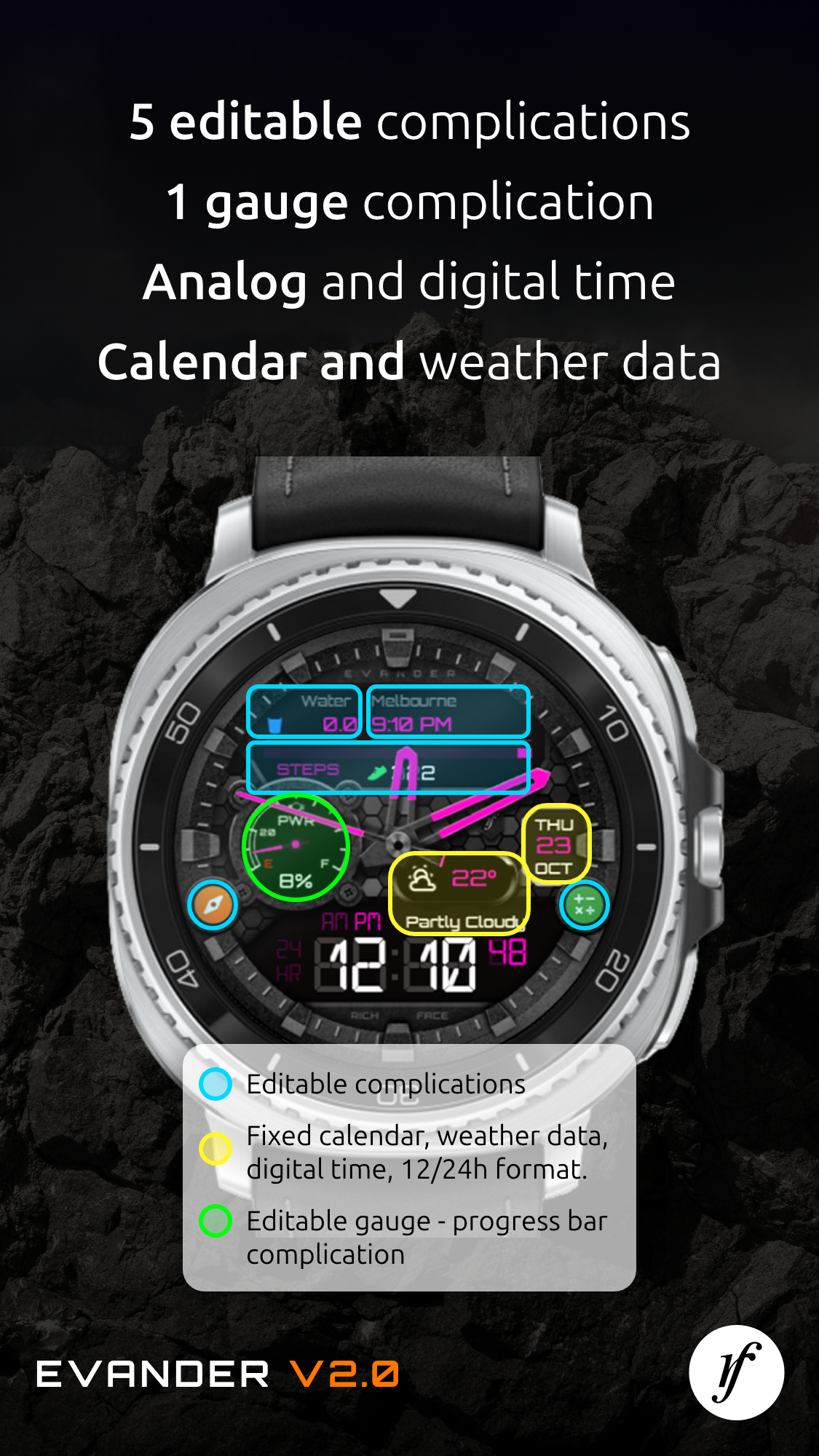 اسکرین شات 3 برنامه Evander Watch Face