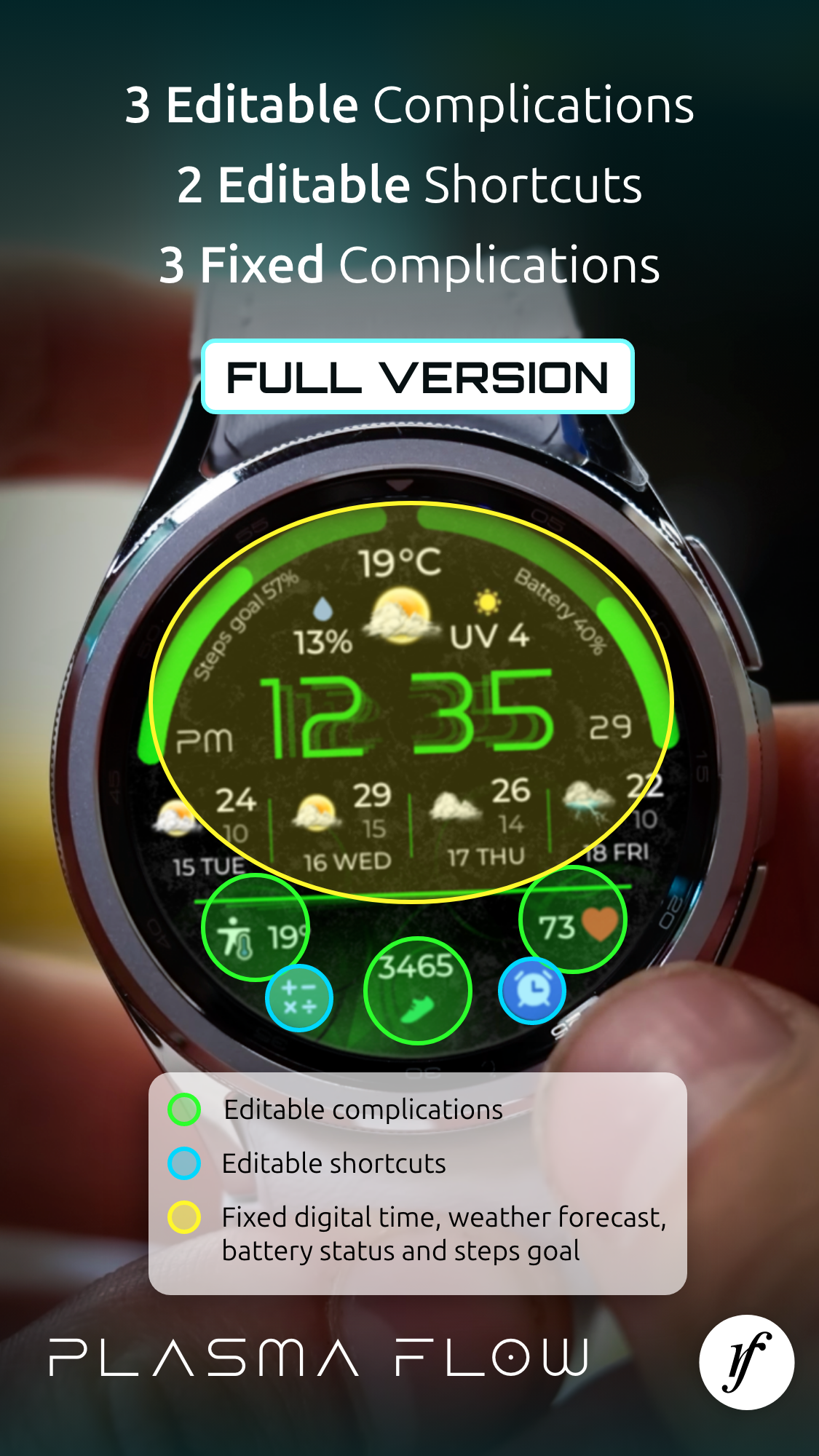 اسکرین شات 3 برنامه Plasma Flow Lite Watch Face