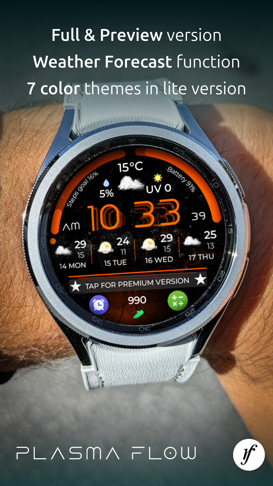 اسکرین شات 2 برنامه Plasma Flow Lite Watch Face