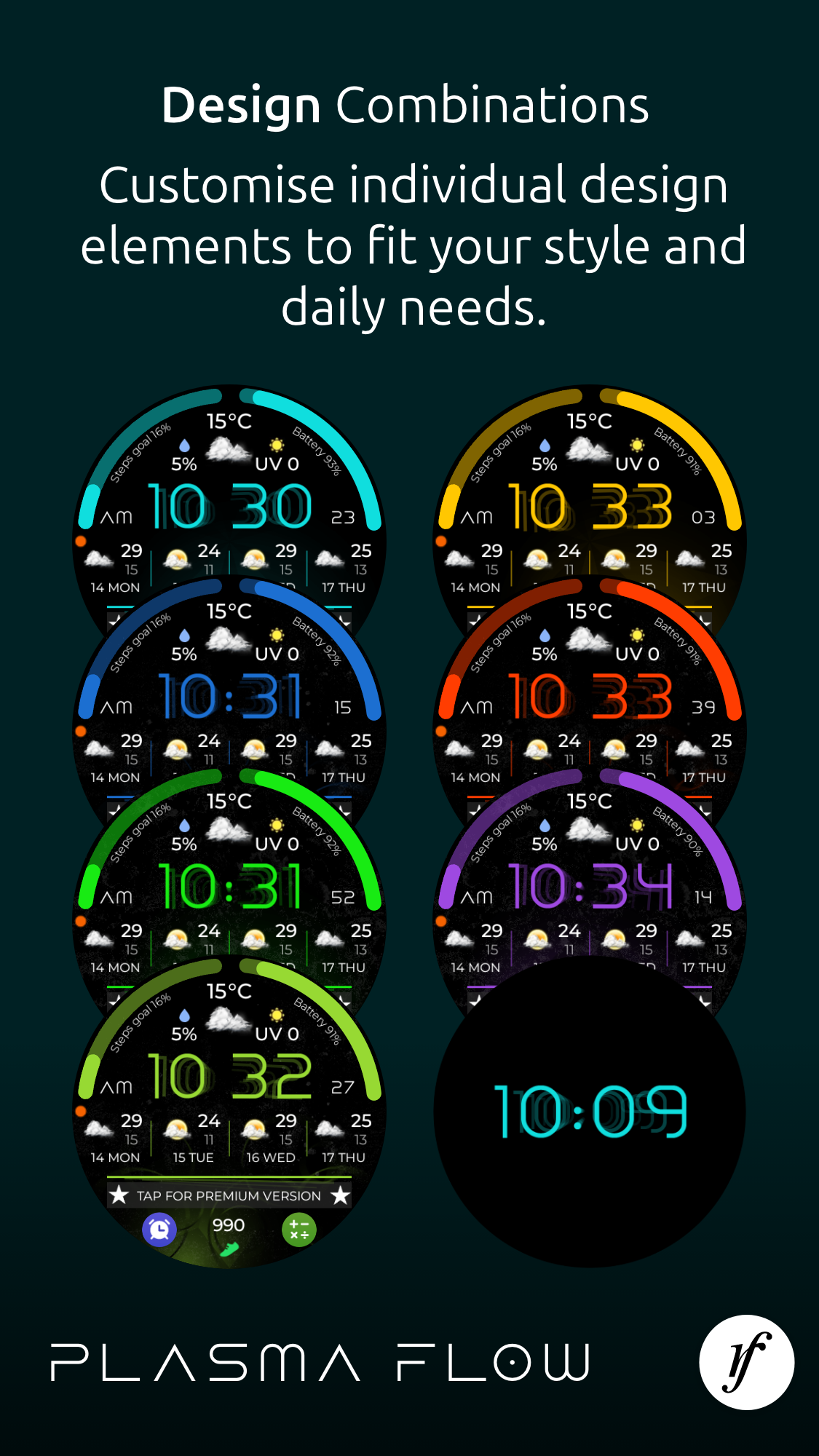 اسکرین شات 6 برنامه Plasma Flow Lite Watch Face