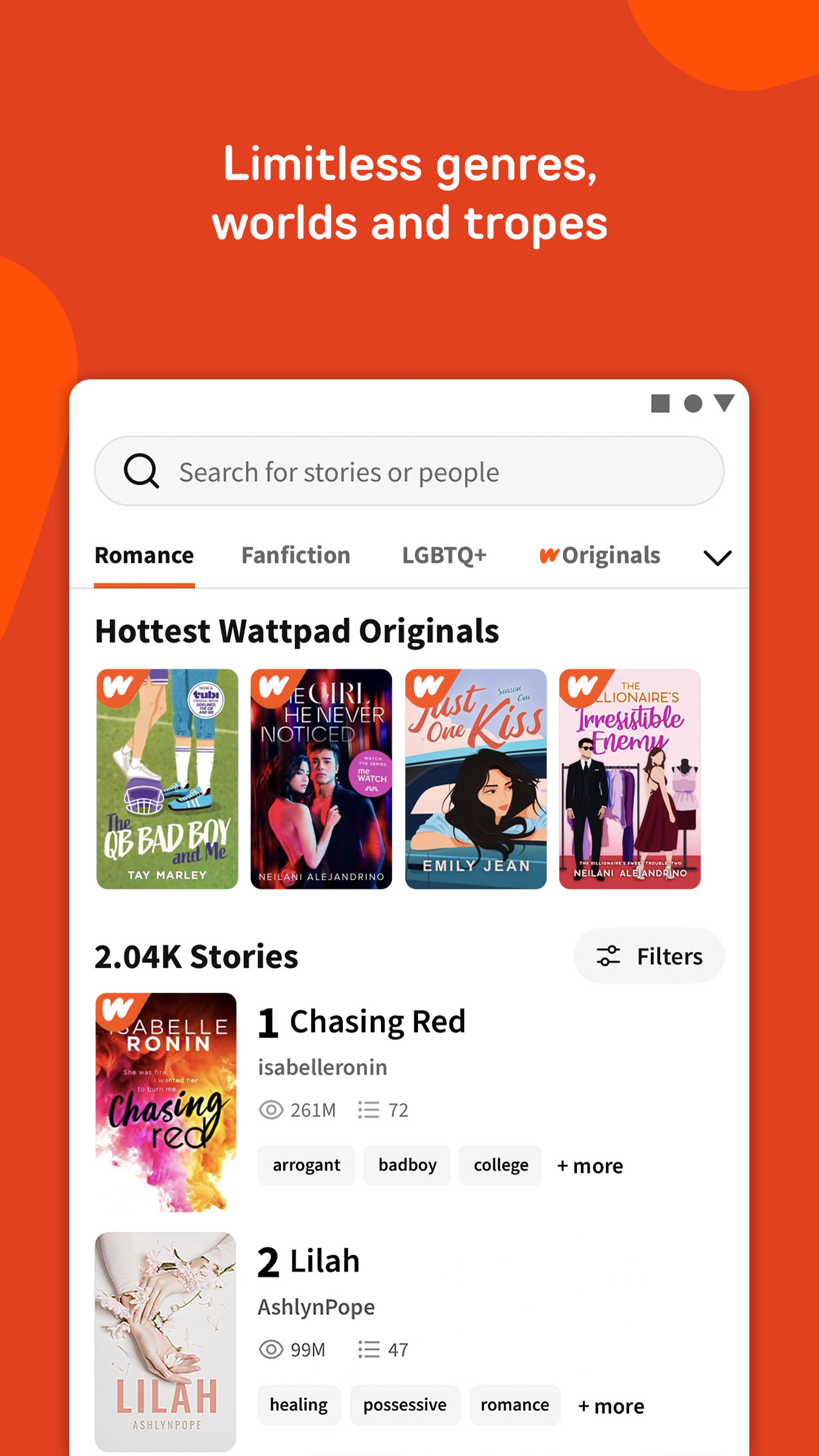 اسکرین شات 3 برنامه Wattpad - Read & Write Stories