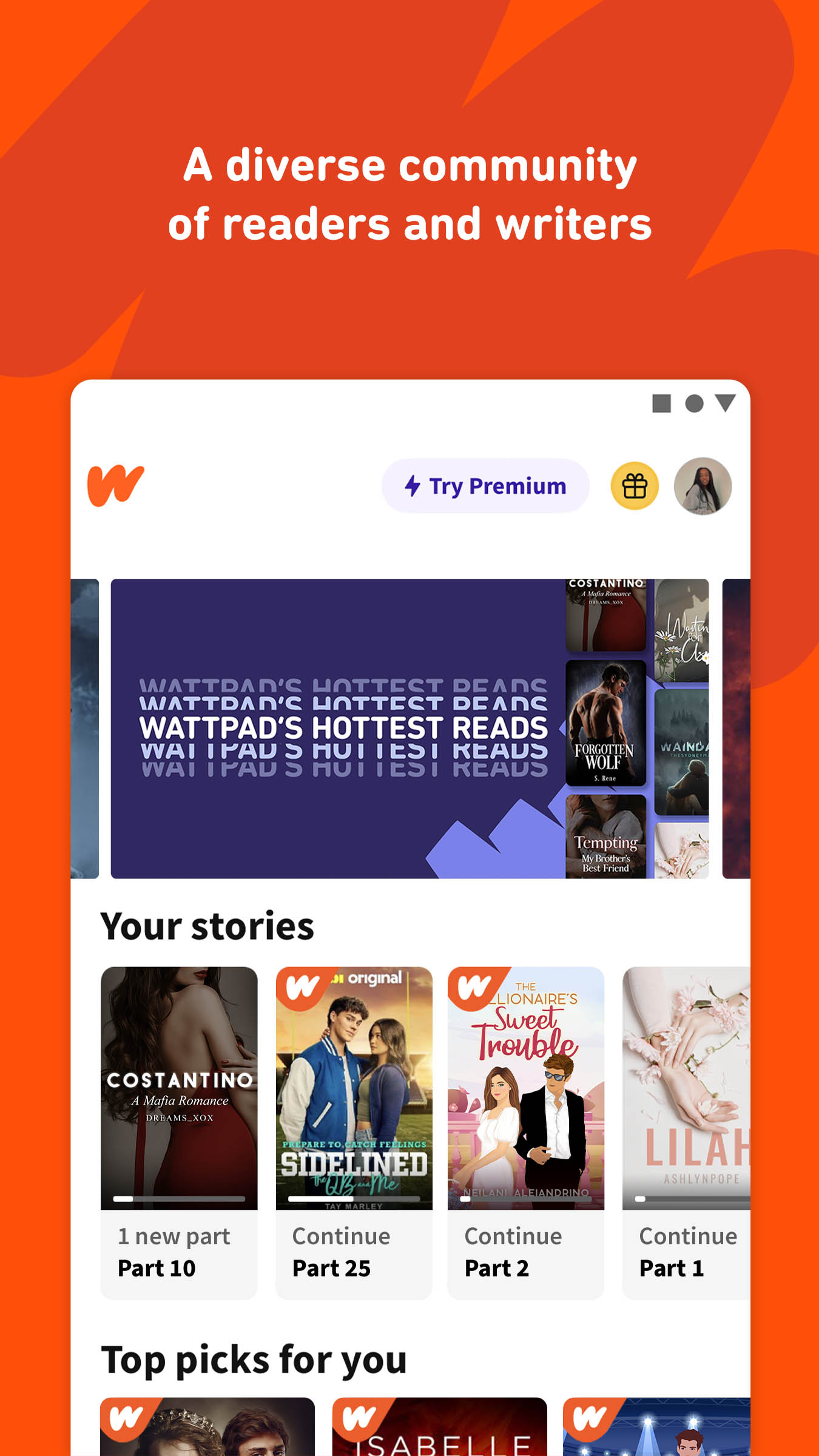 اسکرین شات 2 برنامه Wattpad - Read & Write Stories