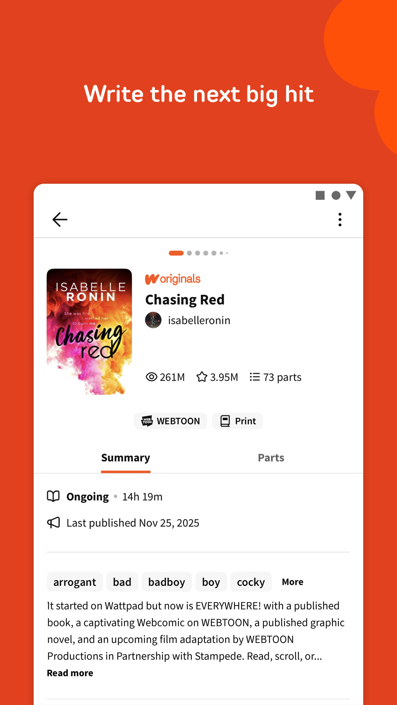 اسکرین شات 5 برنامه Wattpad - Read & Write Stories