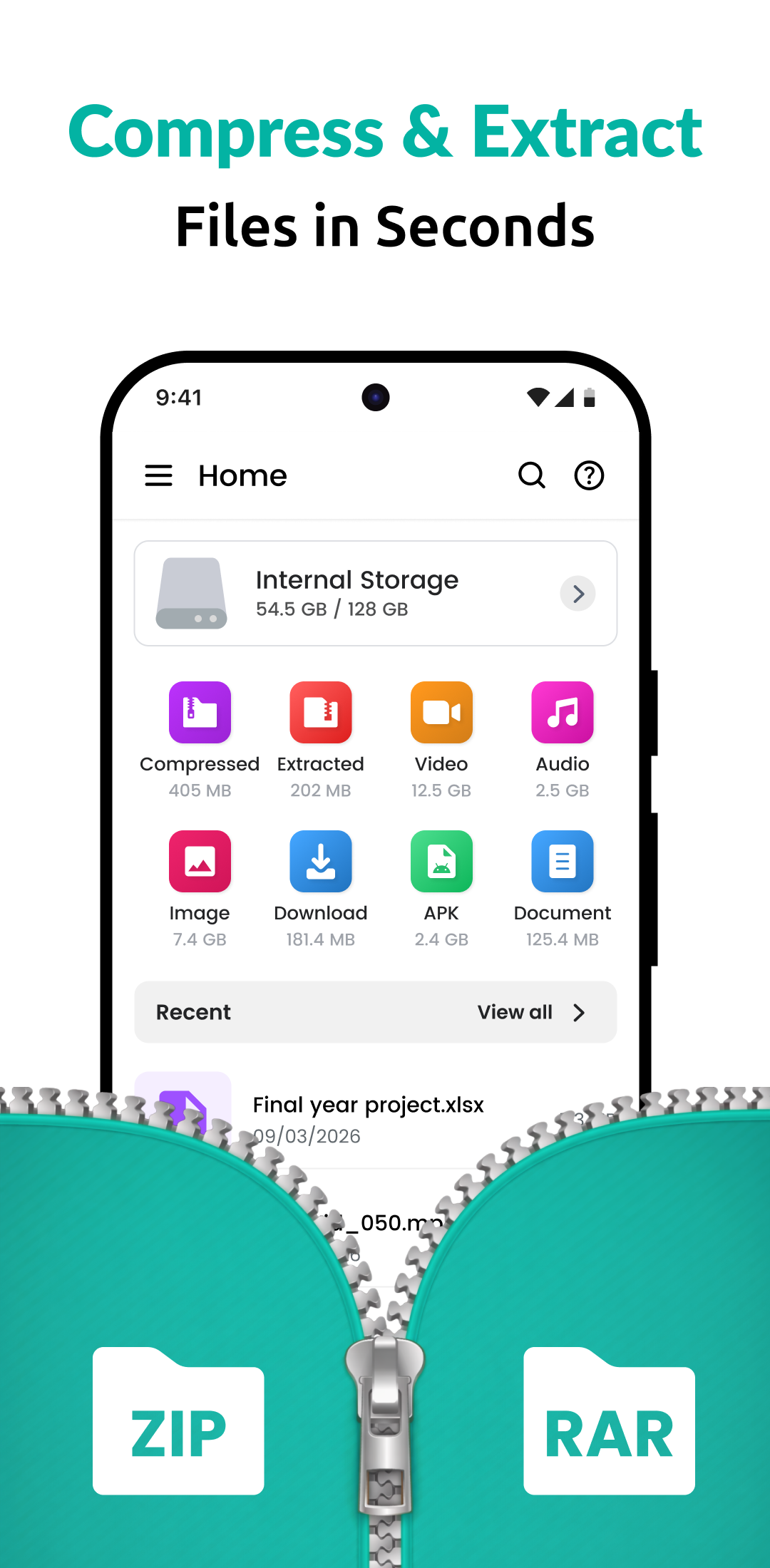 اسکرین شات 1 برنامه Zip Extractor - UnZIP, UnRAR