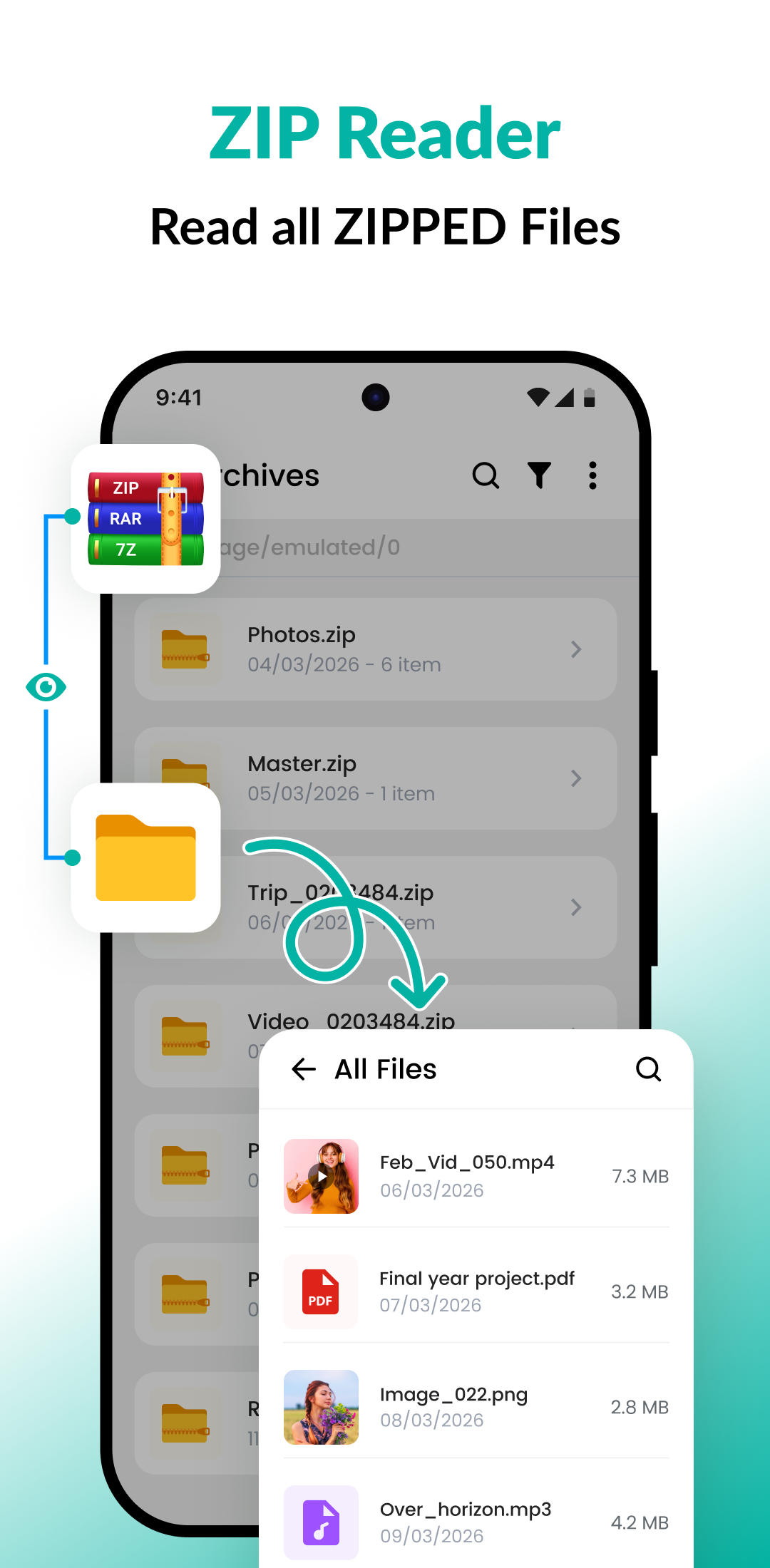 اسکرین شات 3 برنامه Zip Extractor - UnZIP, UnRAR