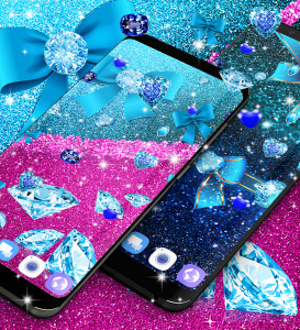اسکرین شات 4 برنامه Blue glitter diamond wallpaper
