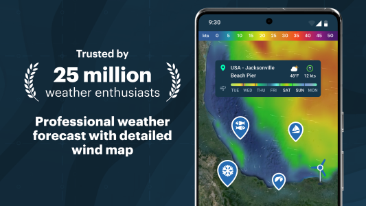 اسکرین شات 1 برنامه Windy.app - Enhanced forecast