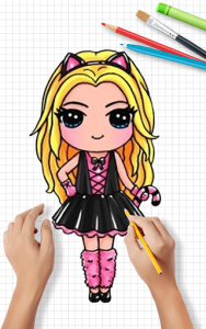 اسکرین شات 6 برنامه How to Draw Cute Girls | Drawing Girl Step by Step