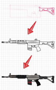 اسکرین شات 2 برنامه How to draw weapons step by st