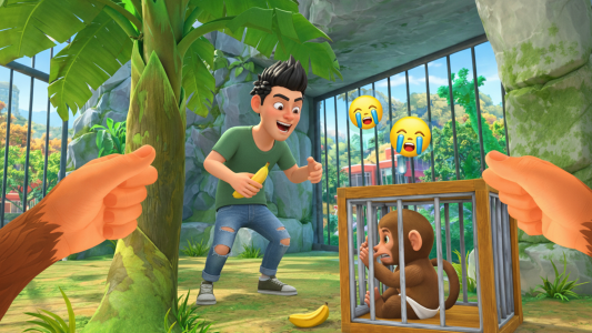 اسکرین شات 1 بازی Naughty Monkey Zoo Prankster