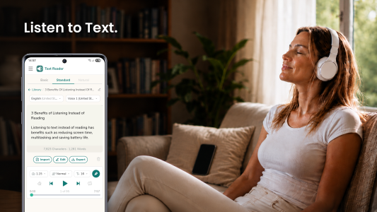 اسکرین شات 1 برنامه Text Reader: Text to Speech