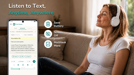 اسکرین شات 1 برنامه Text Reader: Text to Speech