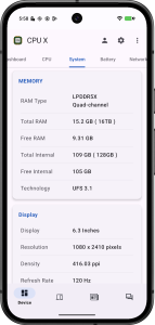 اسکرین شات 3 برنامه CPU X - Device & System info
