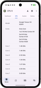 اسکرین شات 2 برنامه CPU X - Device & System info
