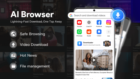 اسکرین شات 1 برنامه AI Browser: Fast & Downloader