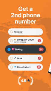 اسکرین شات 1 برنامه Phoner: Second Phone Number