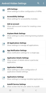 اسکرین شات 1 برنامه Android Hidden Settings