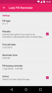 اسکرین شات 5 برنامه Lady Pill Reminder