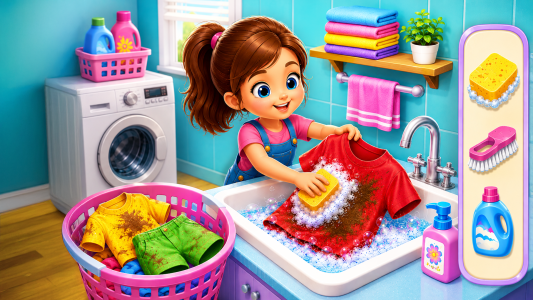 اسکرین شات 2 برنامه Baby princess home clean game