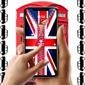 اسکرین شات 1 برنامه UK Flag Zipper Lock Screen