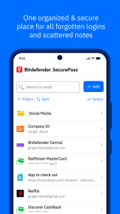 اسکرین شات 1 برنامه Bitdefender SecurePass
