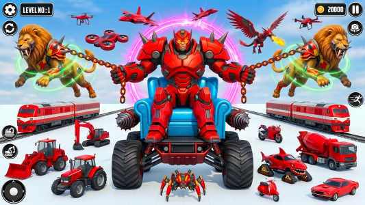اسکرین شات 2 برنامه Lion Robot Car Game:Robot Game