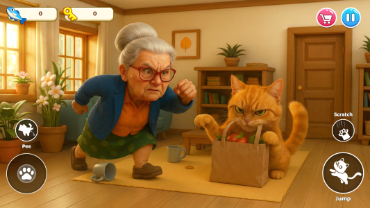 اسکرین شات 6 بازی Cat Mayhem: Gran’s Angry