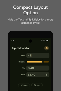 اسکرین شات 2 برنامه Tip Calculator — Clean, Simple