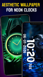 اسکرین شات 3 برنامه Neon Digital Clock Wallpaper