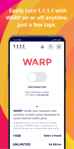 اسکرین شات 1 برنامه 1.1.1.1 + WARP: Safer Internet