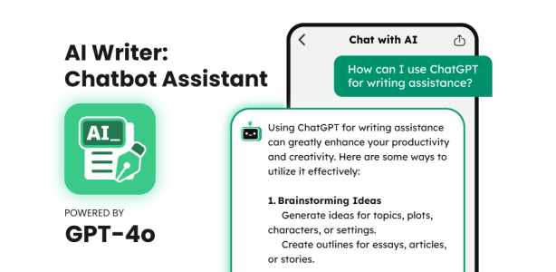 اسکرین شات 1 برنامه AI Writer: Chatbot Assistant