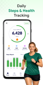 اسکرین شات 1 برنامه Pedometer King - Step Counter