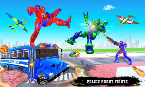اسکرین شات 2 بازی Police Bus Robot Car Game