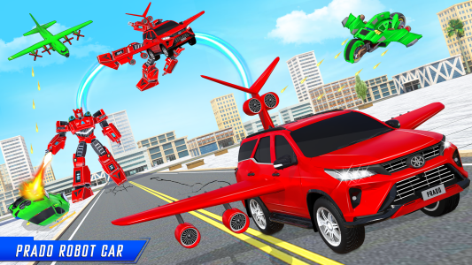 اسکرین شات 6 برنامه Flying Prado Car Robot Game