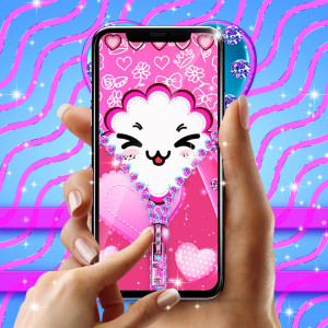 اسکرین شات 2 برنامه Girly lock screen zipper