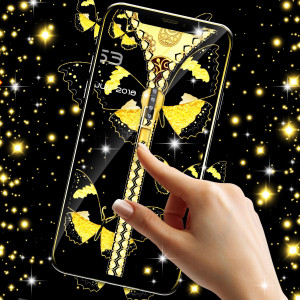 اسکرین شات 6 برنامه Golden butterflies lock screen