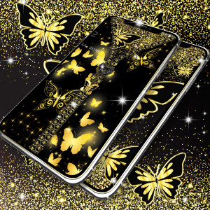 اسکرین شات 2 برنامه Golden butterflies lock screen