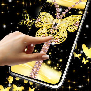 اسکرین شات 5 برنامه Golden butterflies lock screen